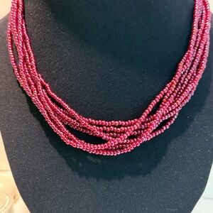 Source Unknown Multi-Strand Red Necklace